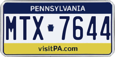 PA license plate MTX7644