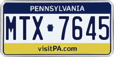 PA license plate MTX7645