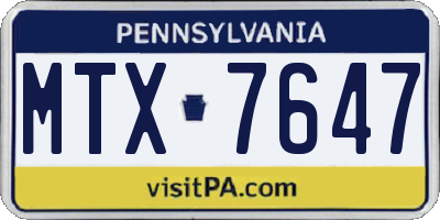 PA license plate MTX7647