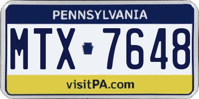 PA license plate MTX7648
