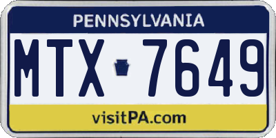 PA license plate MTX7649