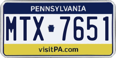 PA license plate MTX7651