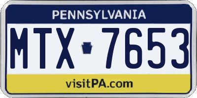 PA license plate MTX7653