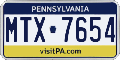 PA license plate MTX7654