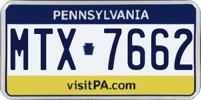 PA license plate MTX7662