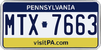 PA license plate MTX7663