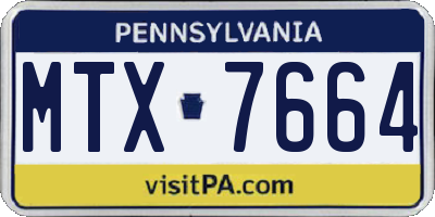 PA license plate MTX7664