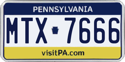 PA license plate MTX7666