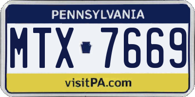 PA license plate MTX7669