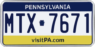 PA license plate MTX7671