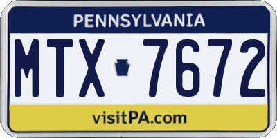 PA license plate MTX7672