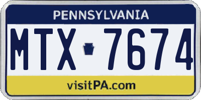 PA license plate MTX7674
