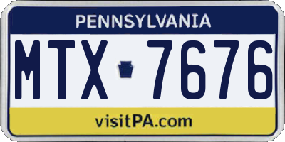PA license plate MTX7676
