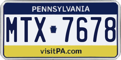PA license plate MTX7678