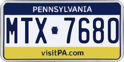 PA license plate MTX7680