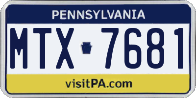 PA license plate MTX7681