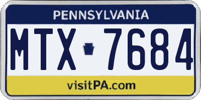 PA license plate MTX7684