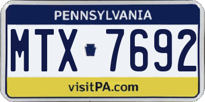 PA license plate MTX7692
