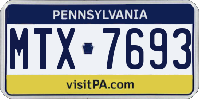 PA license plate MTX7693