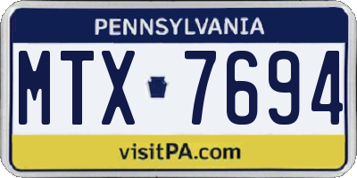 PA license plate MTX7694