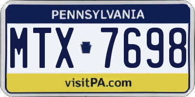 PA license plate MTX7698