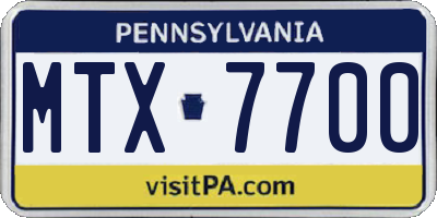 PA license plate MTX7700
