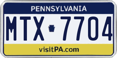 PA license plate MTX7704