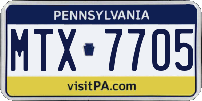 PA license plate MTX7705