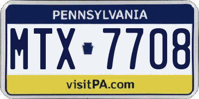 PA license plate MTX7708