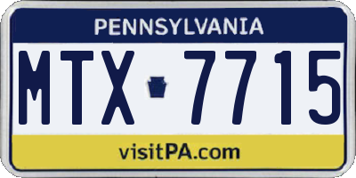 PA license plate MTX7715