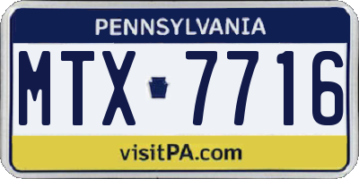 PA license plate MTX7716