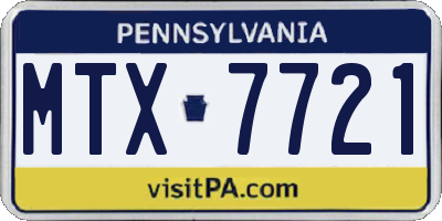 PA license plate MTX7721