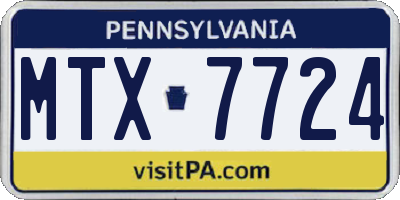 PA license plate MTX7724