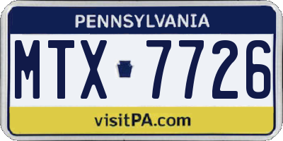 PA license plate MTX7726