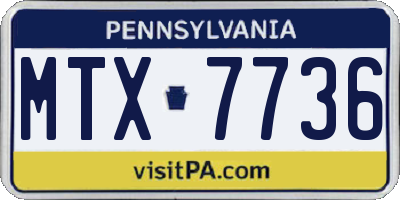 PA license plate MTX7736