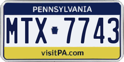 PA license plate MTX7743