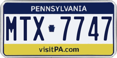 PA license plate MTX7747