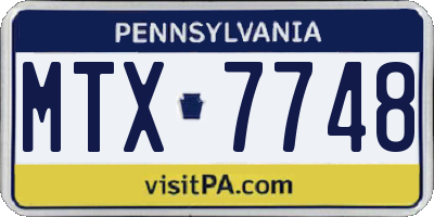PA license plate MTX7748