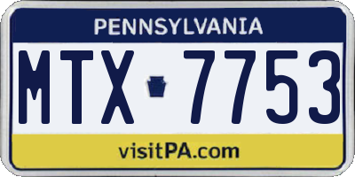 PA license plate MTX7753