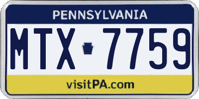 PA license plate MTX7759