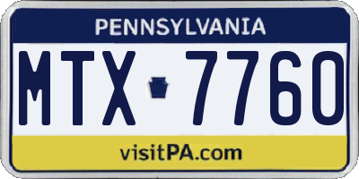 PA license plate MTX7760