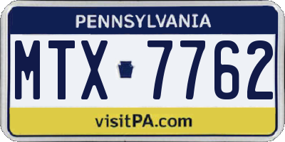 PA license plate MTX7762