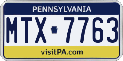 PA license plate MTX7763