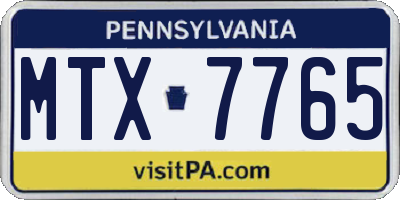 PA license plate MTX7765