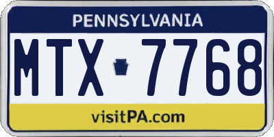 PA license plate MTX7768