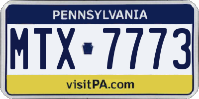PA license plate MTX7773