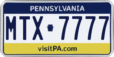 PA license plate MTX7777