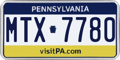PA license plate MTX7780