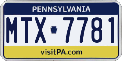 PA license plate MTX7781