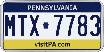 PA license plate MTX7783